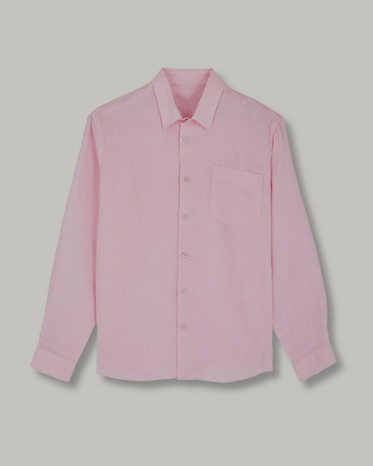 Light pink long sleeve button down shirt. 