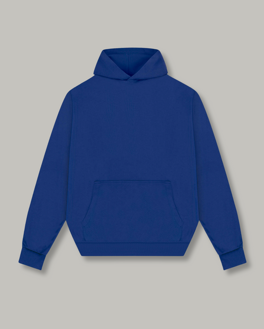 Blue hoodie sweatshirt with front pocket.